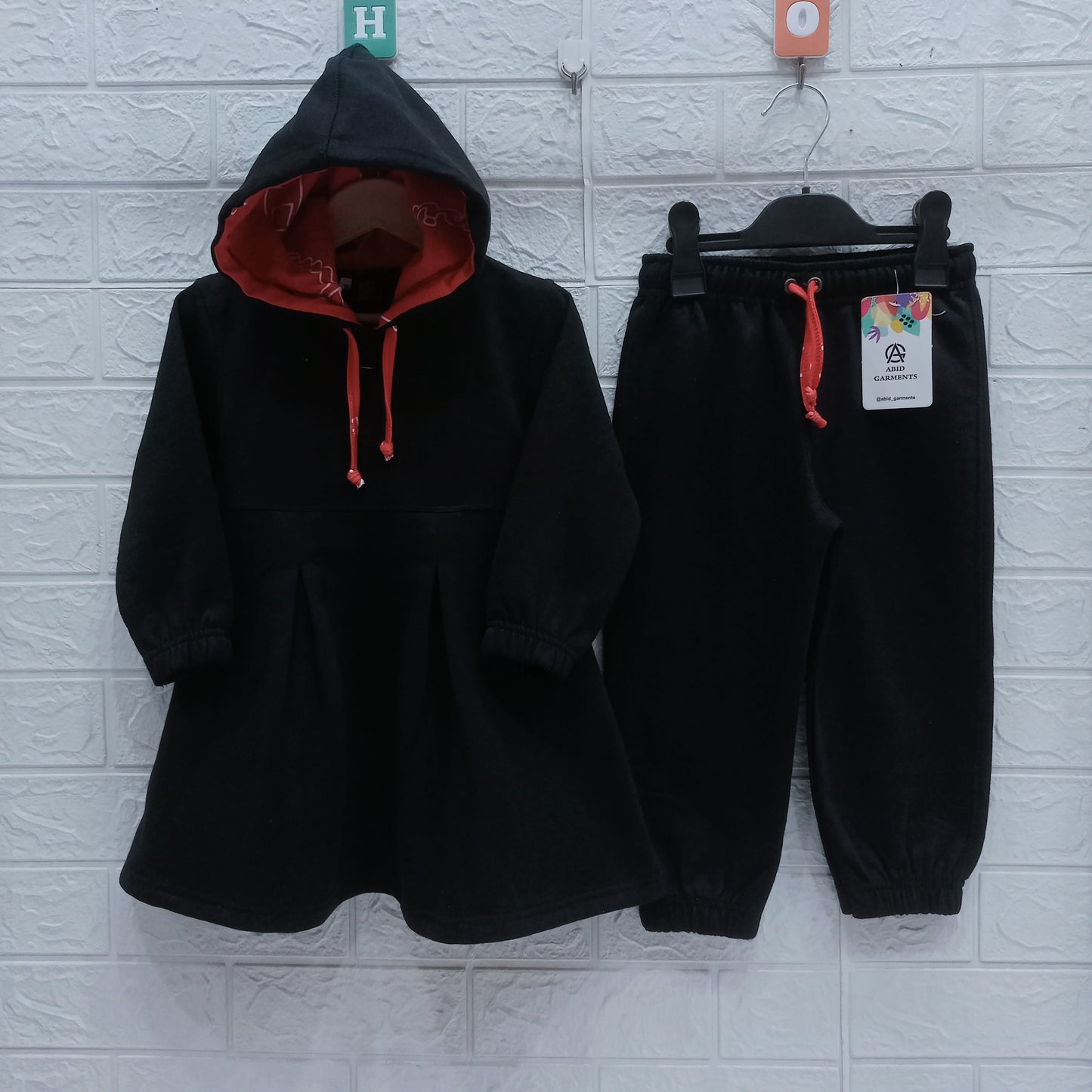Black Fleece Hoodie Frock Suits