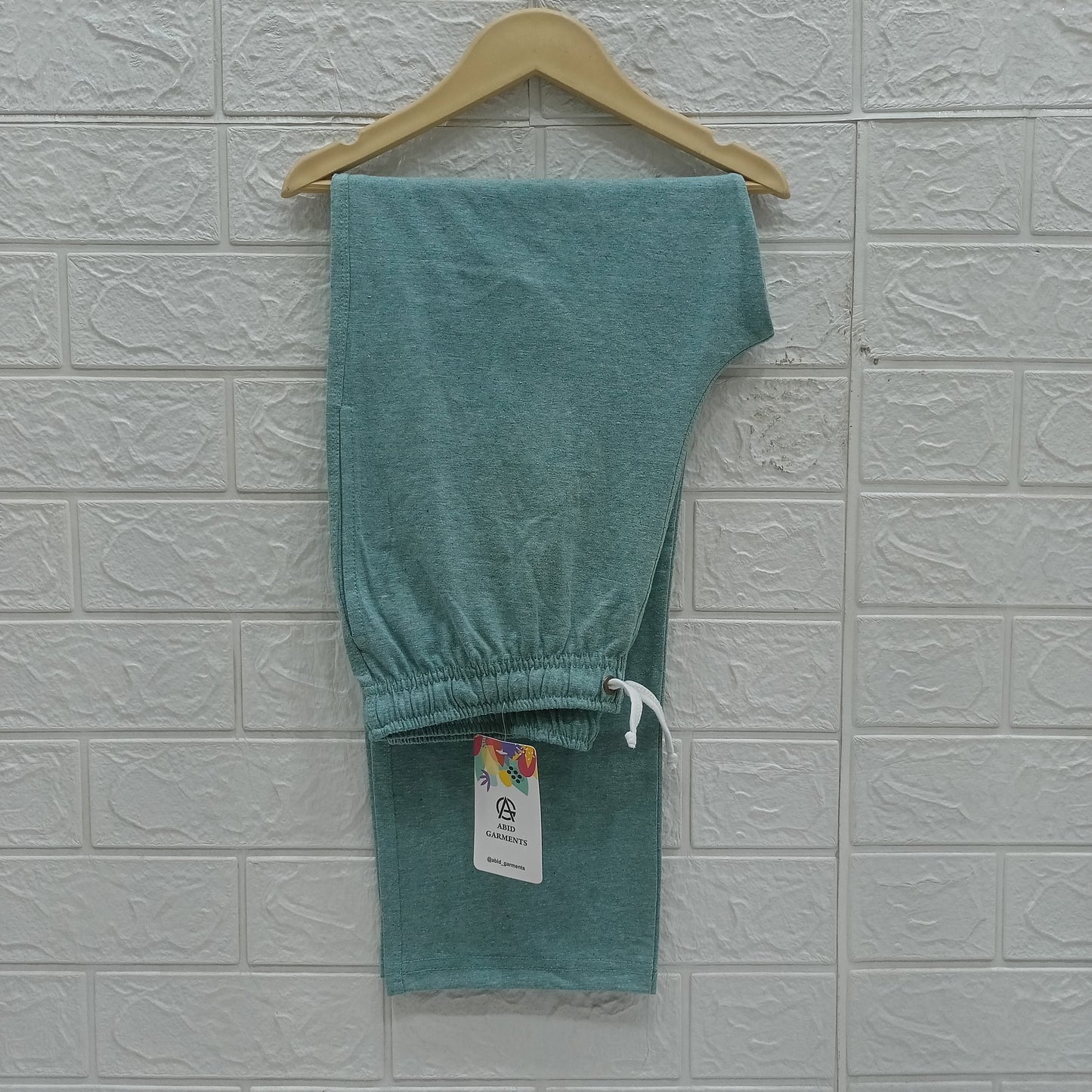 Textured Green Basic Trouser