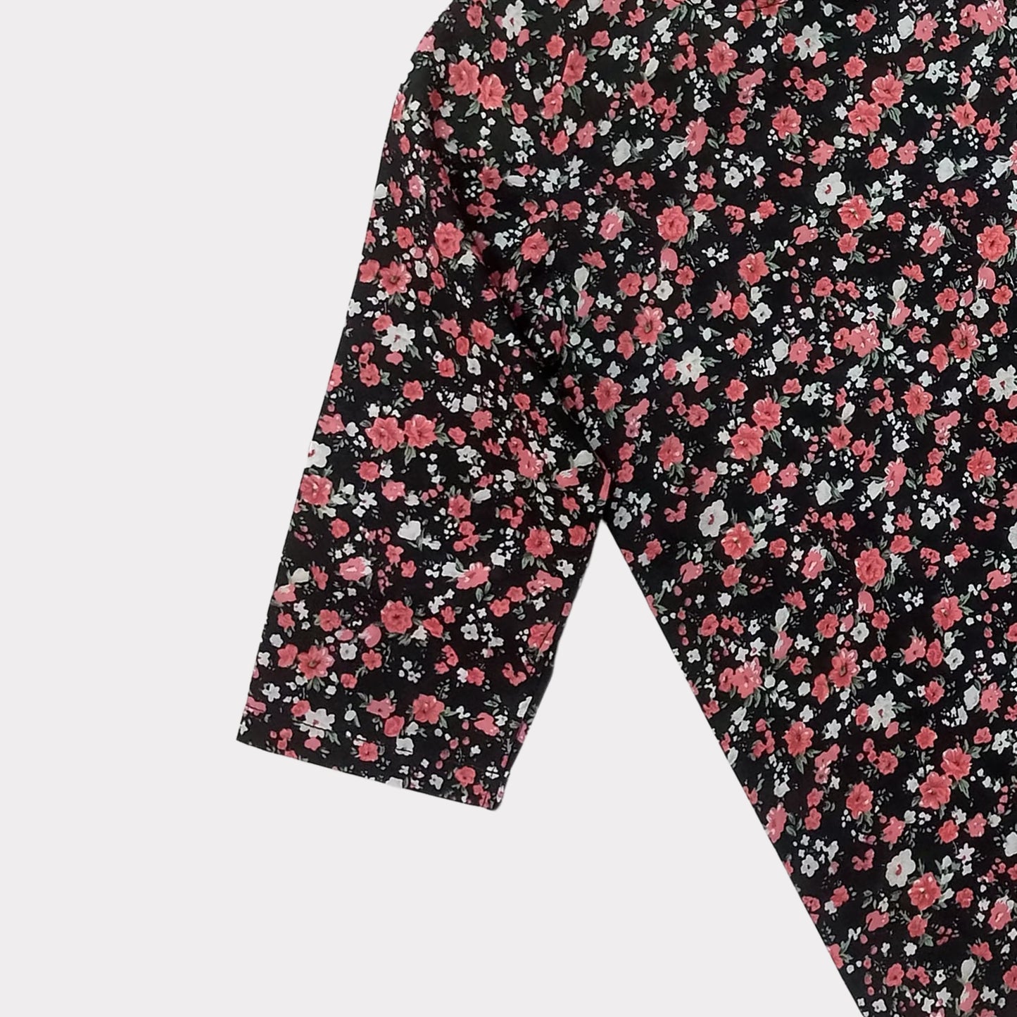 Black Floral Apple Cut Top
