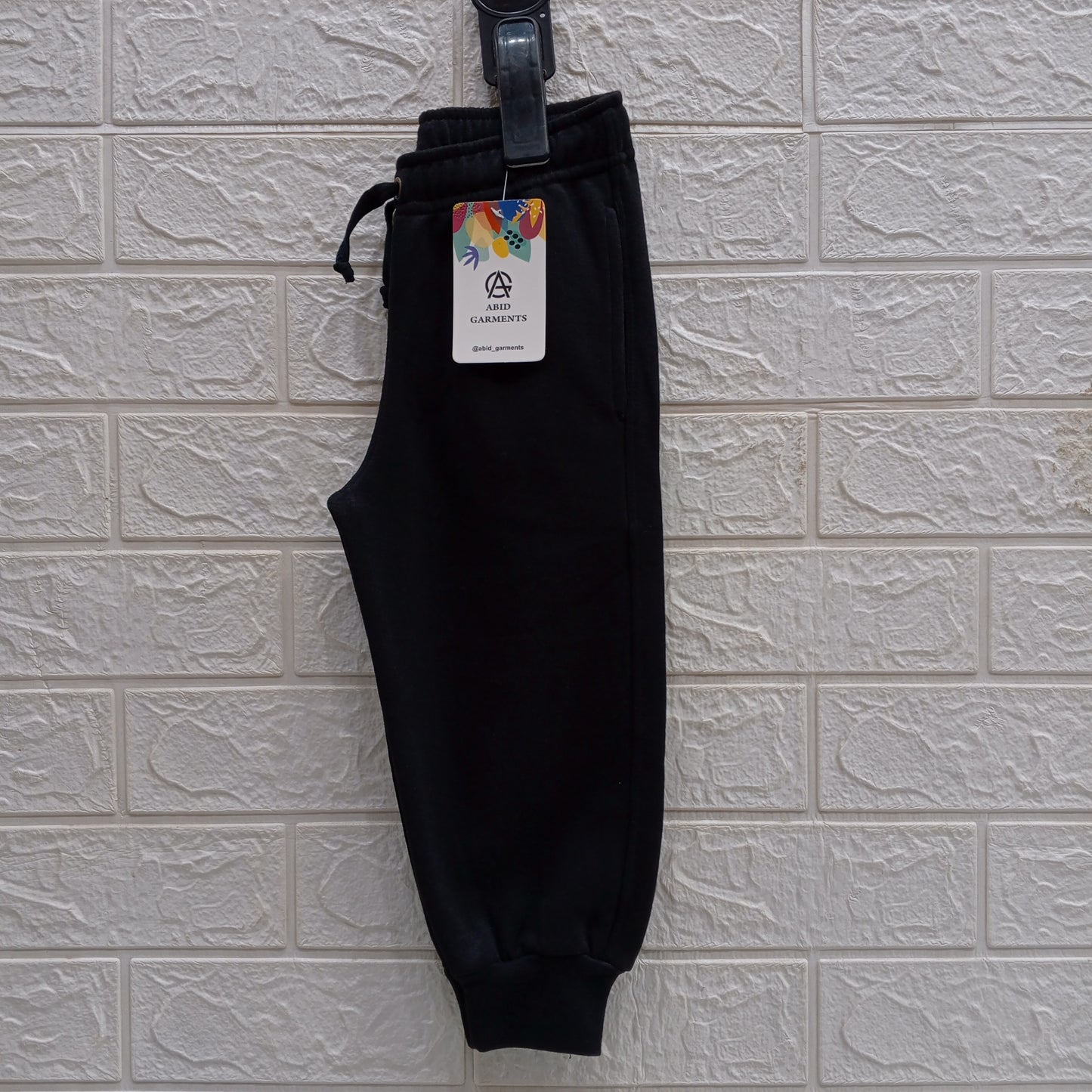 Black-Basic Terry Cotton Trousers