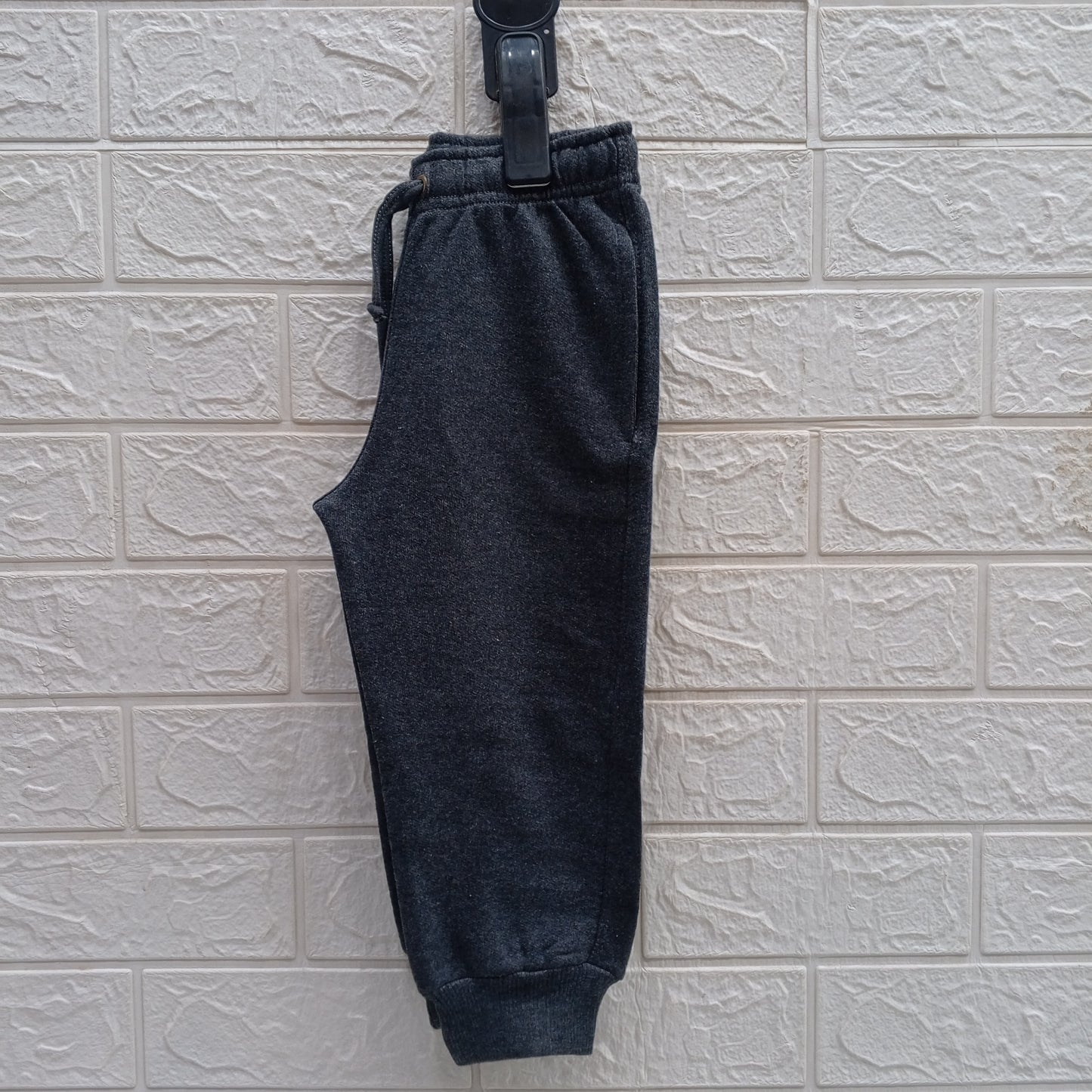 Charcoal-Basic Terry Cotton Trousers