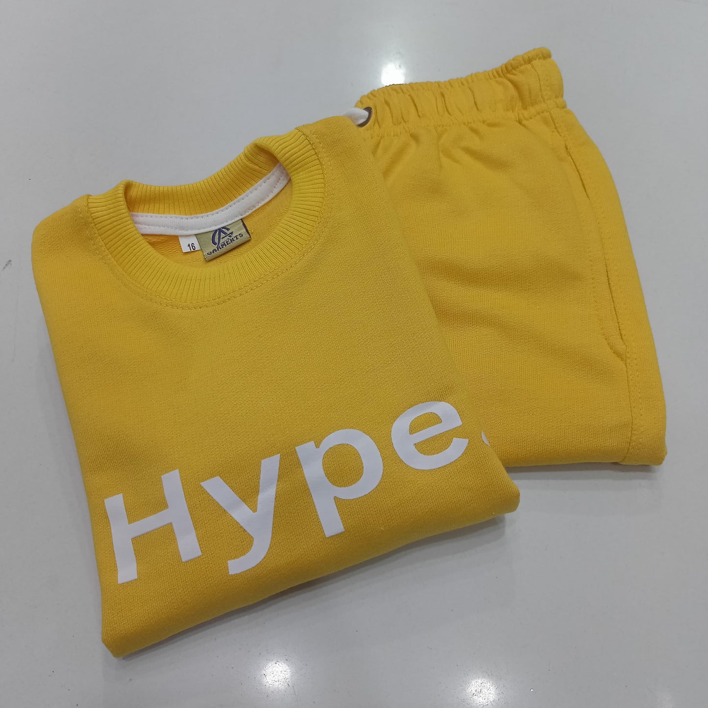 Yellow Hype-Terry Cotton Tracksuits