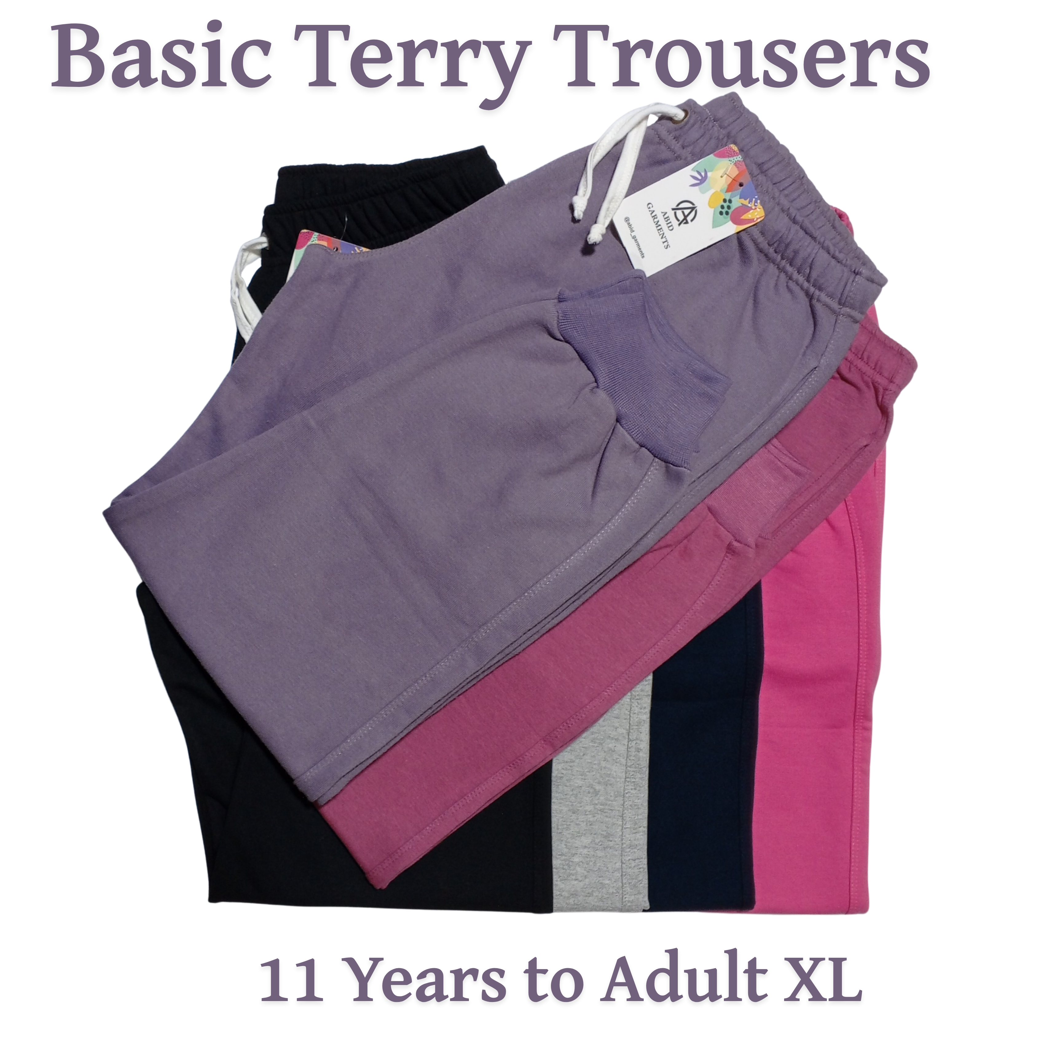 Terry Cotton Trousers (11 years to Adult XL)