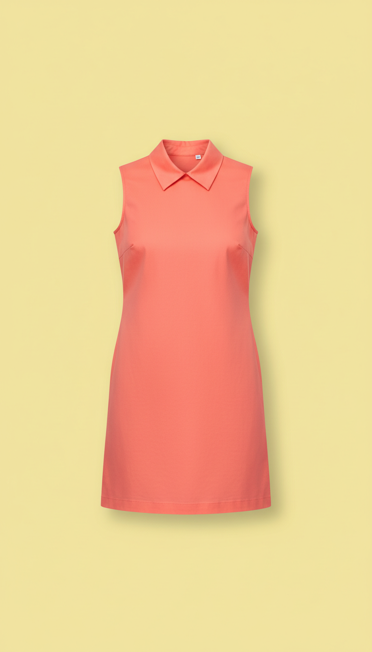 Coral Cotton Poplin Dress