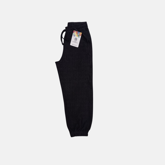 Black-Lycra Denim Sweatpants