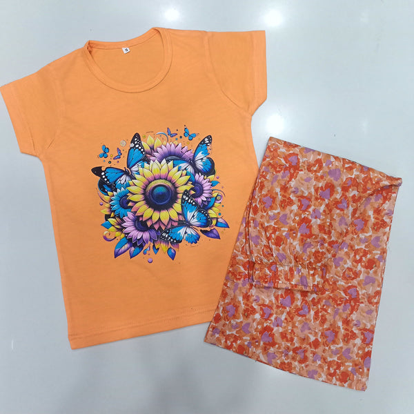 Orange- Floral Breezy Set