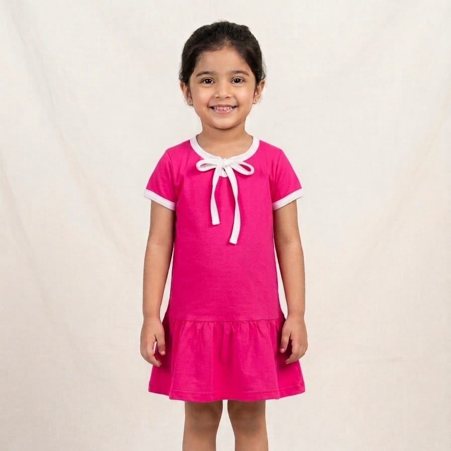 Fuchsia pink drop-waist shirts