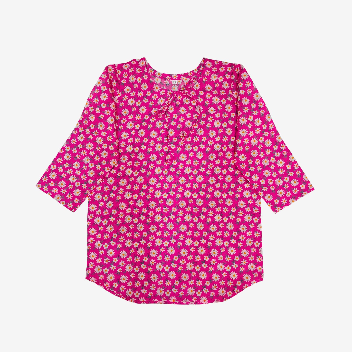 Fushia Printed Apple Cut Top