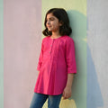 Fuchsia Double Pleats Soft Cotton Shirt