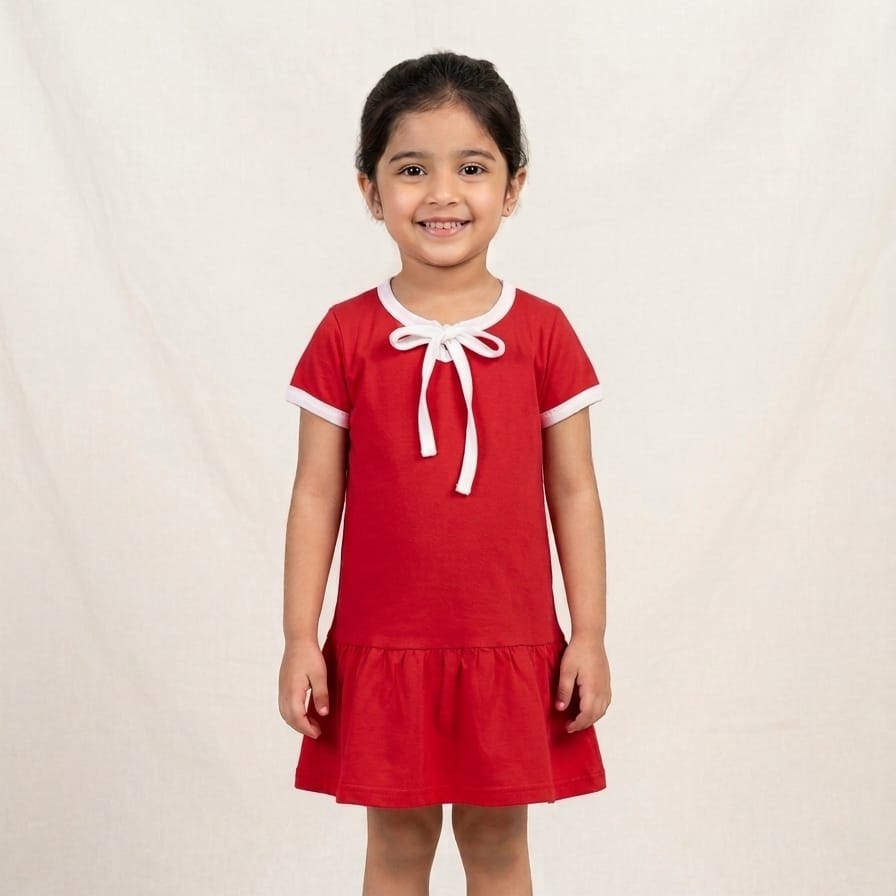 Red pink drop-waist shirts