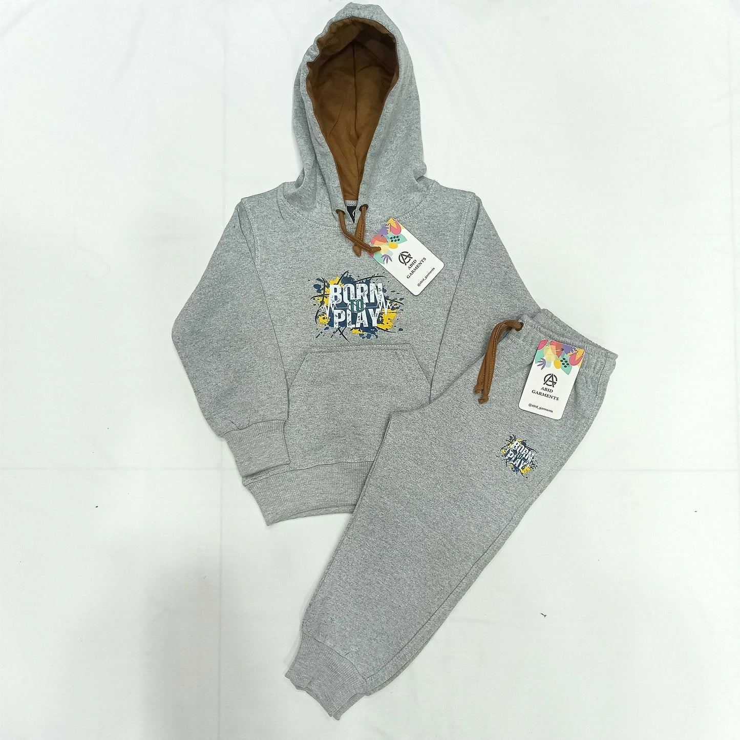 "Grey Born to Play" Fleece Hoodie Suits