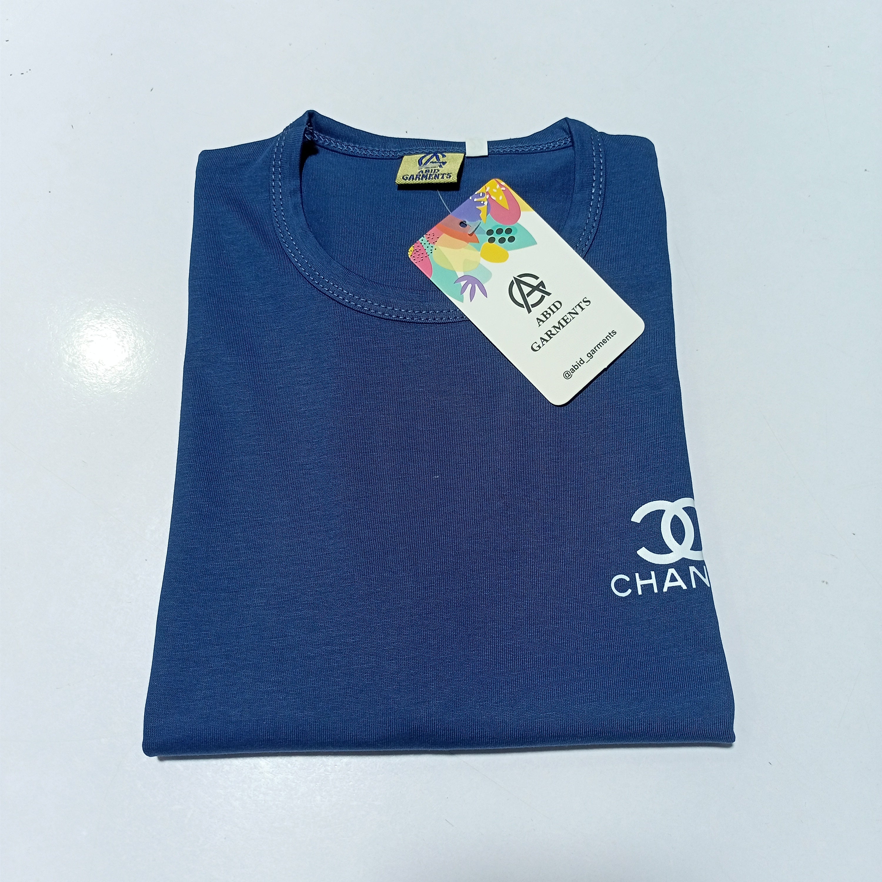 Greyish Blue Basic T-shirts