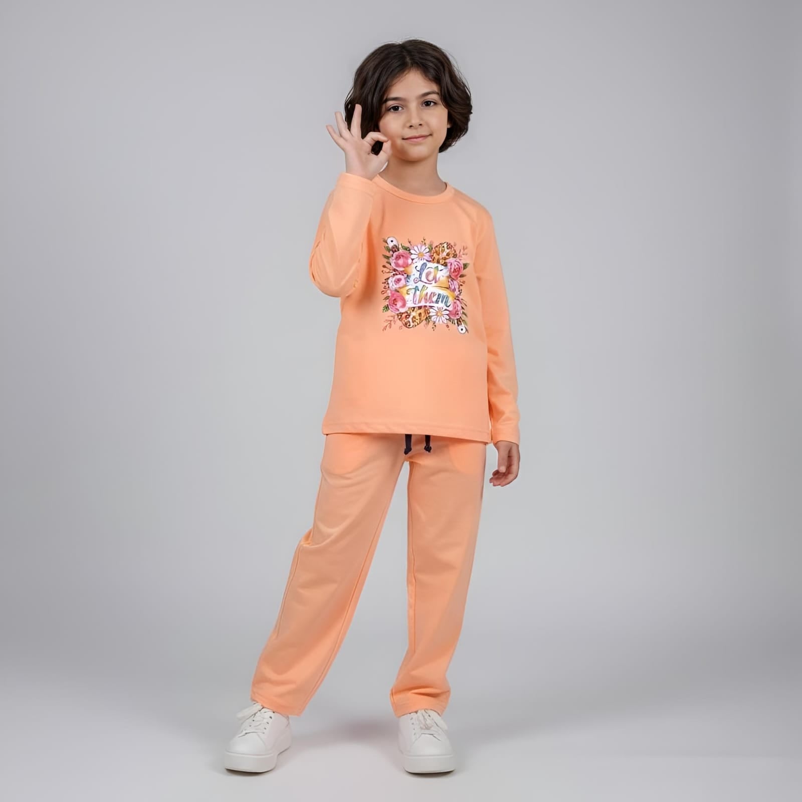 Floral-Light Orange Cotton Dress