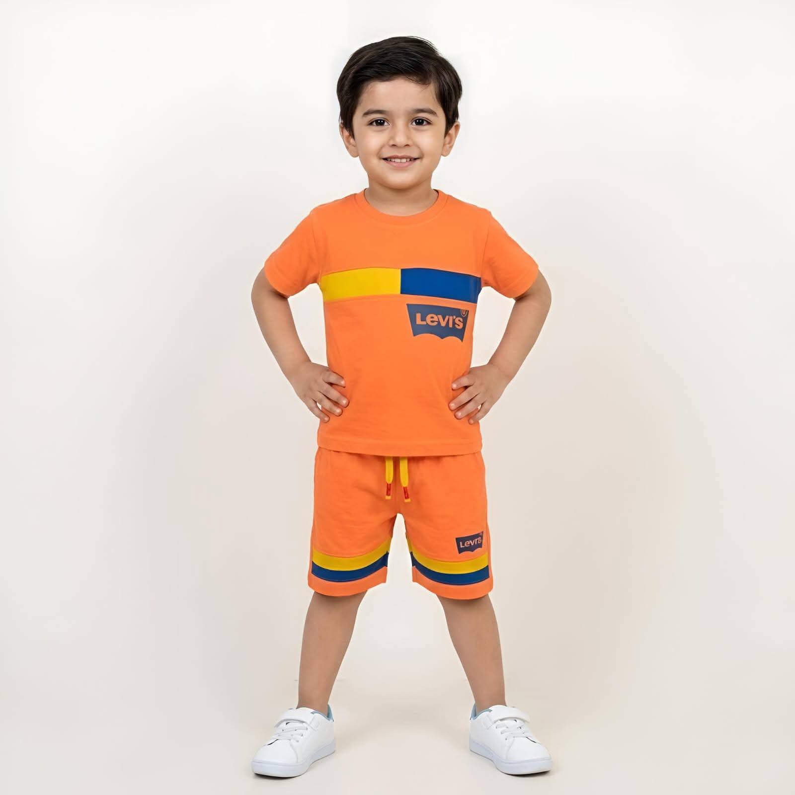 Orange-Short Sleeves Dress