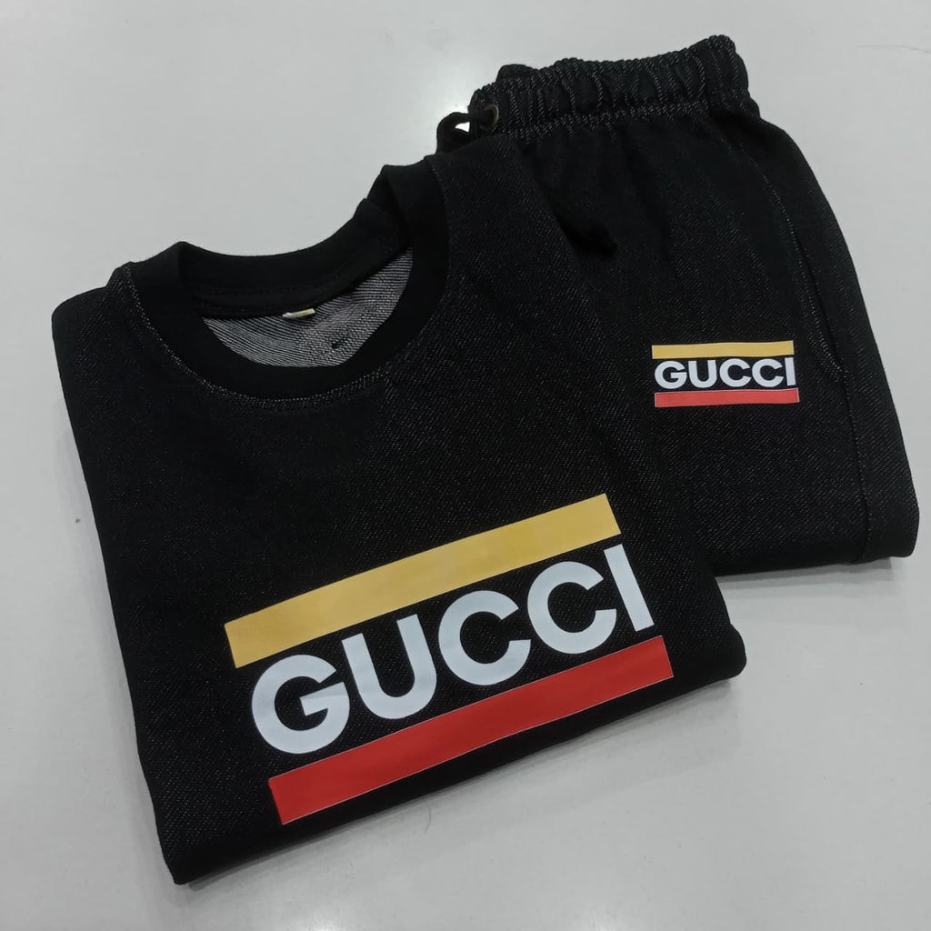 Gucci-Black Lycra Denim Tracksuits