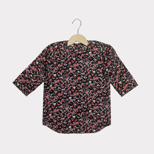Black Floral Soft Cotton Shirt