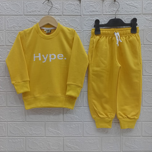 Yellow Hype-Terry Cotton Tracksuits