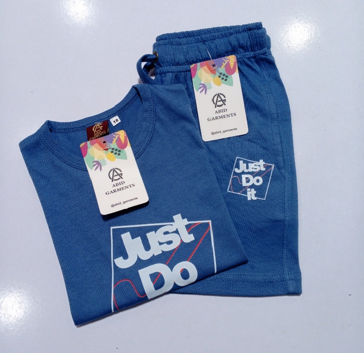 Blue-Short Sleeves Dress