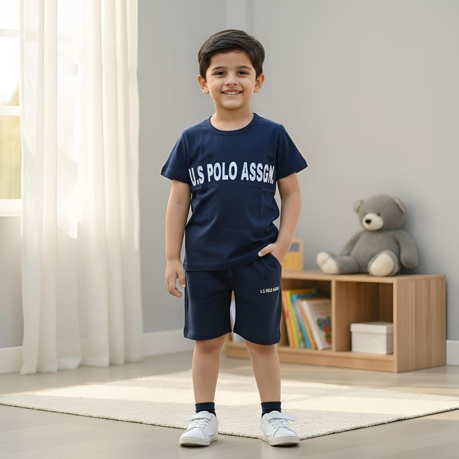 Navy-Short Sleeves Dress