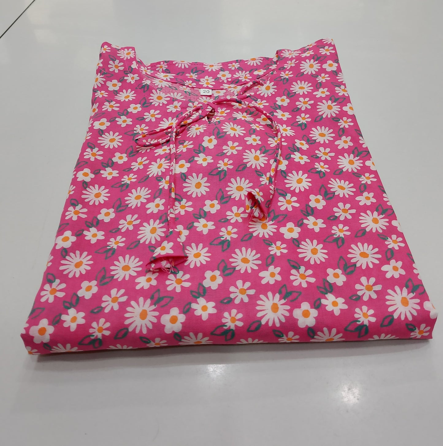 Fushia Printed Apple Cut Top