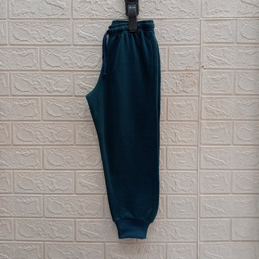Petroleum Green-Basic Terry Cotton Trousers