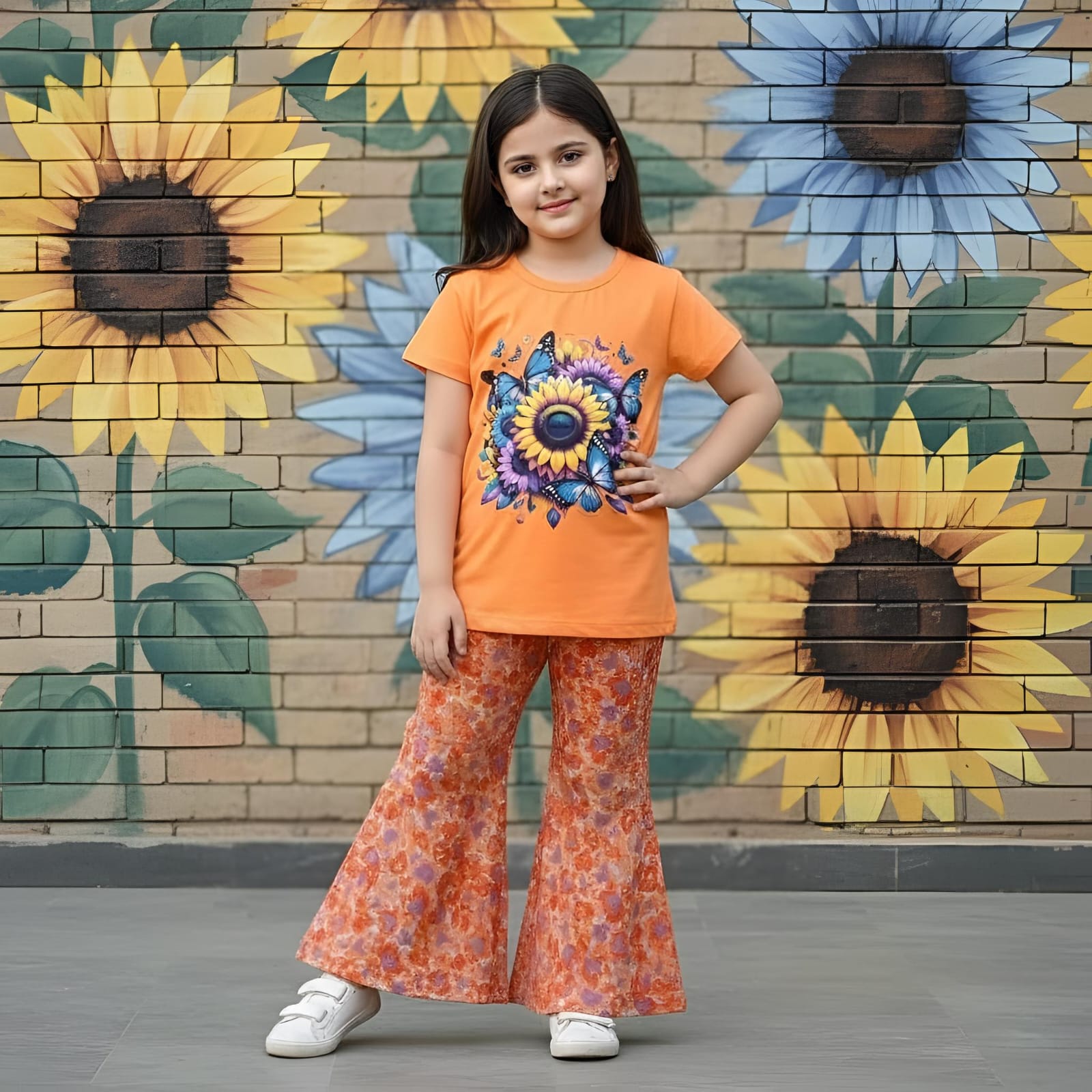 Orange- Floral Breezy Set