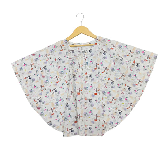 Butterfly Top-White Multi Colored