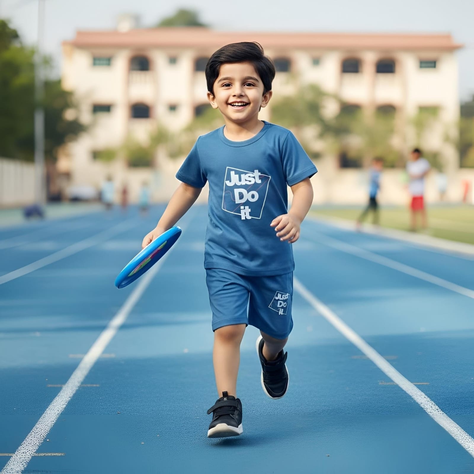 Blue-Short Sleeves Dress