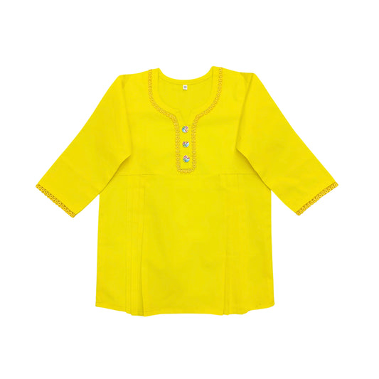 Yellow Lace Pleats Top
