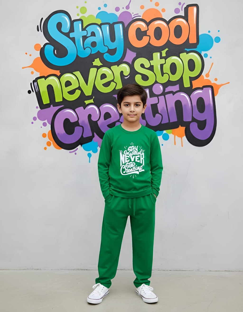 Never Stop Creating -Green Cotton Dress