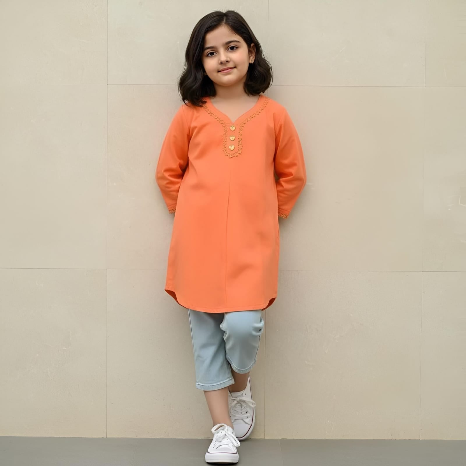 Peach Placket Soft Cotton Shirt
